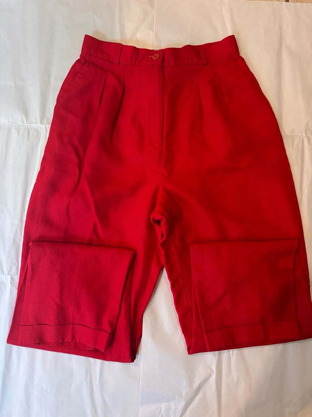 Talbots Vintage Red Linen Viscose High Rise Pleated Trousers Pants 10 Long